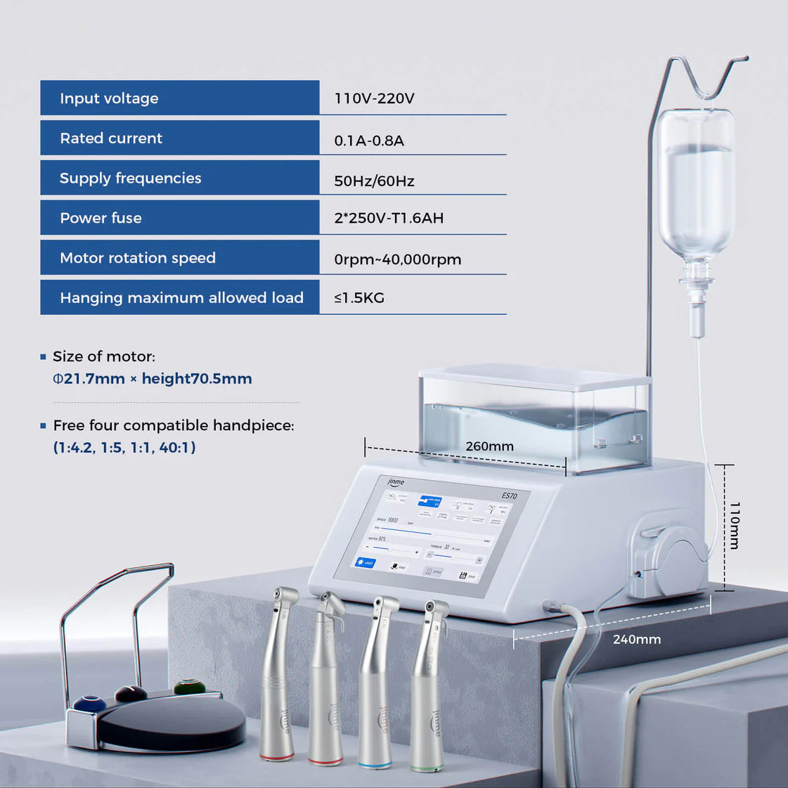 Jinme ES70 Surgical and Implant System with 4 Handpieces
