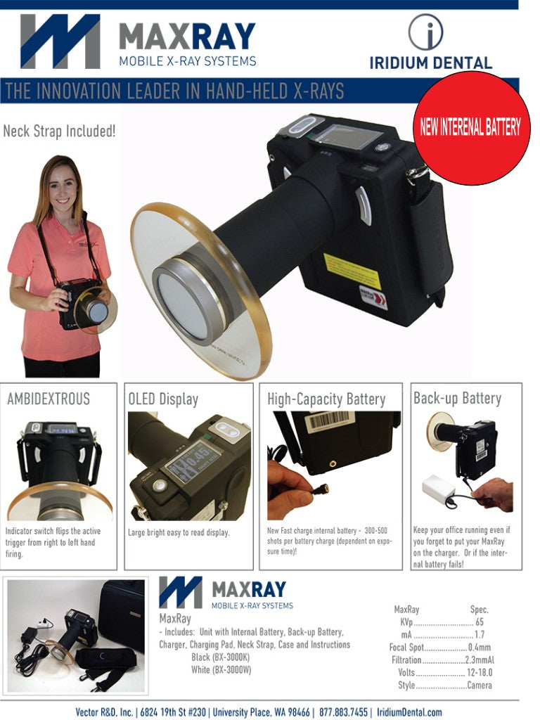 Vector MaxRay Hand Held X-Ray - Black - Unit 2-Year Warranty