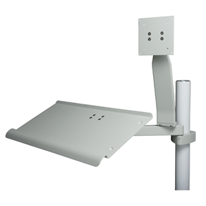 DCI 4855 Monitor Support & Full Size Keyboard Tray, w/Dual 8" Pivot Arm, Vertical Post Mounted, Gray