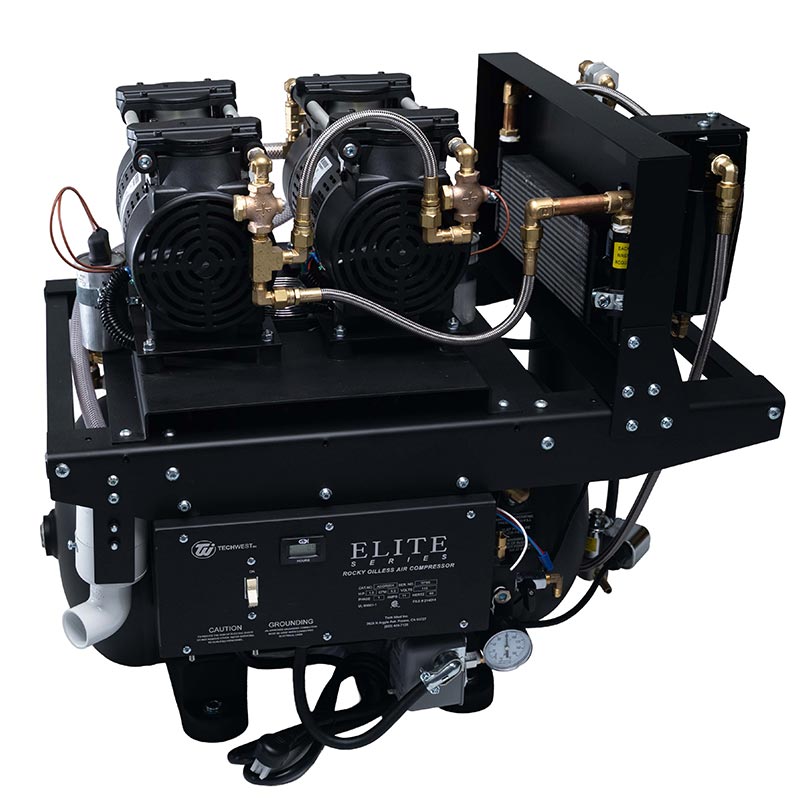 Tech West Elite ACO4D2 5-7 User 2 X 1.5 HP Compressor 208/230V w Dryer